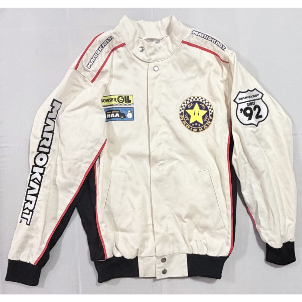 Mario Kart Cream Canvas Racing Jacket - XS - Excellent Condition